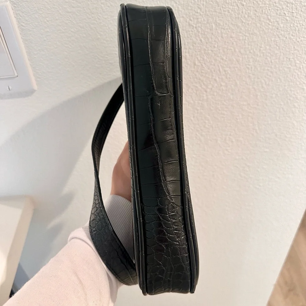 JW PEI Black Croc-Embossed Shoulder Bag - Picture 3 of 5